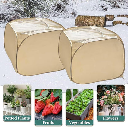 2 Pack Pop Up Plant Freeze Protection Covers, Shrub Frost Covers Outdoor Plant Protectors Frost Cloth Covers for Winter Protecting Fruit Potted and Shrub from Freezing Animals Eating(2 Pack 30x30x30")