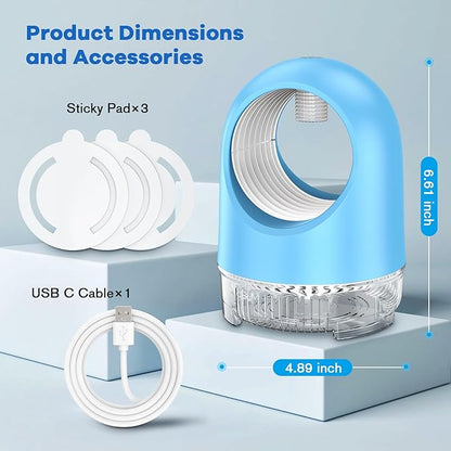 Indoor Fruit Fly Trap, Fan Powered Bug Catcher for Home, Effective Traps for Fruit Flies, Gnats, Mosquitoes & Moths (Blue)