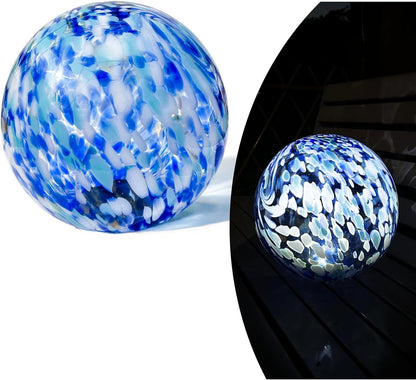 Lily's Home Gazing Ball - 10" Glass Globe with Solar Powered Lights - Outdoor Solar Lights for Yard & Patio - Garden Decor - Automatic On/Off Photosensitive Switch - Battery Included