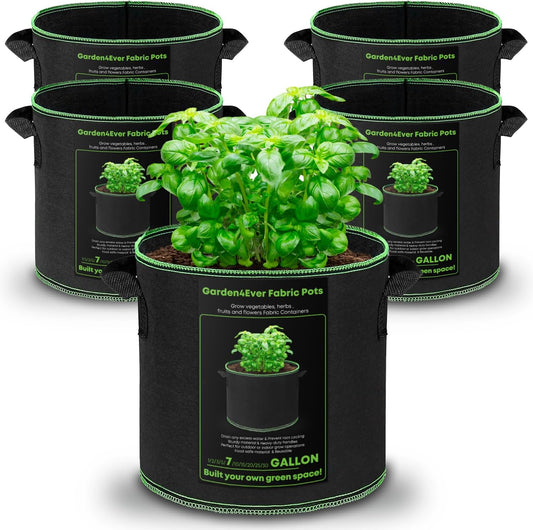 5-Pack 7 Gallon Grow Bags Heavy Duty Container Thickened Nonwoven Fabric Plant Pots with Handles