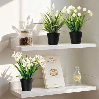 3 Pack Fake Small Plant Artificial Potted Flowers for Home Decor Fake Flower Plant Greenery Mini Faux Plant for Indoor Bedroom Living Room Office Shelf Bathroom Farmhouse Decor (Type 5)