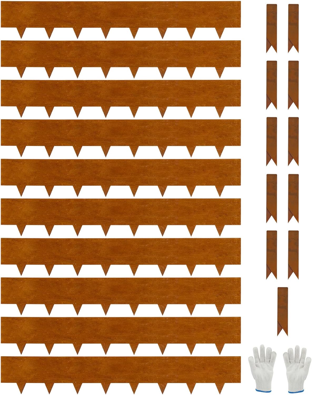 10-Pack Corten Steel Landscape Lawn Edging 8.5 inch Height, Rust Patina Finish Bendable Metal Strips, Hammer-in Edge Border - Yard Pathway Divider, 40 inch Each(33Ft Total), #LYLB85RT-US