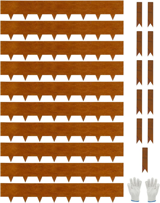 10-Pack Corten Steel Landscape Lawn Edging 8.5 inch Height, Rust Patina Finish Bendable Metal Strips, Hammer-in Edge Border - Yard Pathway Divider, 40 inch Each(33Ft Total), #LYLB85RT-US