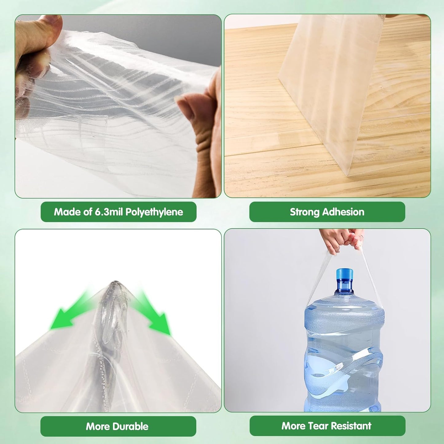 DGSL Greenhouse Repair Tapes, 6" x115' Greenhouses Cover Plastic Sheeting Tape, 6.3 mil Thickness Clear Greenhouse Plastic Tape for Seaming and Sealing