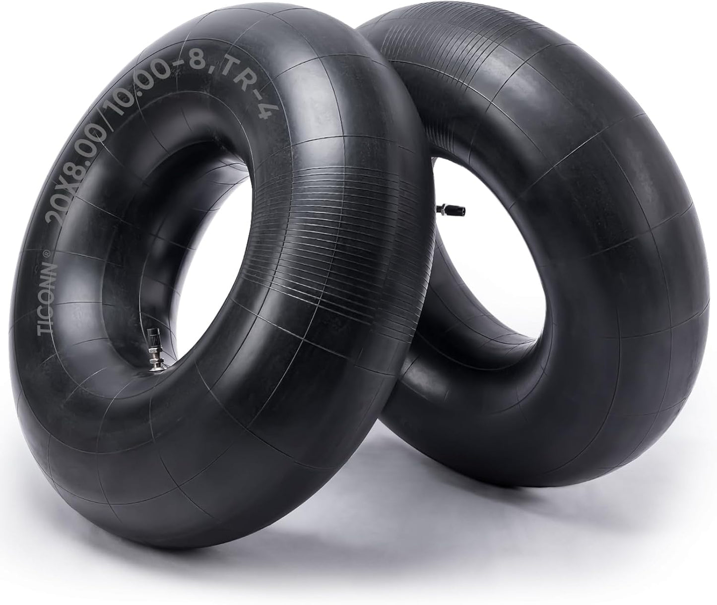 TICONN 20x8.00-8, 20x10.00-8 Inner Tube, 2 Pack Inner Tire Tube for Wheelbarrow Tires, Replacement Tube with TR-4 Straight Valve Stem for Wheelbarrows, Lawn Mowers, Garden Tractor, ATVs, Tractor