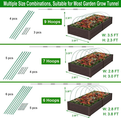 Garden Hoops for Raised Bed, 36 PCS Greenhouse Hoops 6 Sets of 8.5 FT Long Garden Arch Greenhouse Frame Rust-Free Fiberglass Garden Hoops for Row Cover Netting Shade Cloth