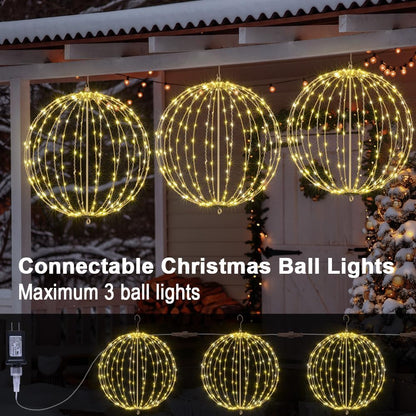 LIGHTSHARE 20IN 200LED Light Ball Yard Decoration Pathway Lights Sphere Light Fold Flat Metal Frame Indoor Outdoor Waterproof Garden Lights, Plug in