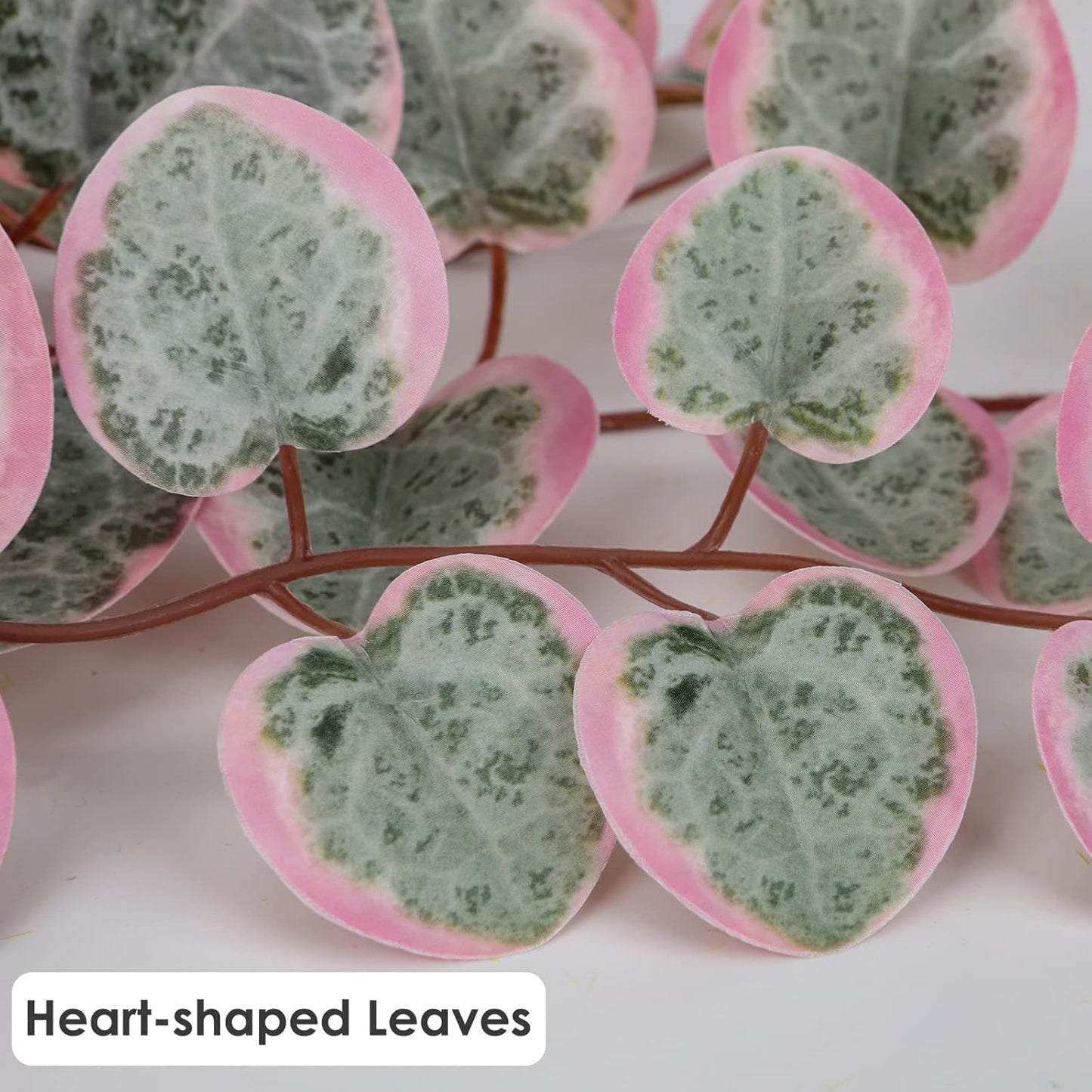 Briful Faux Hanging Plants 17'' Artificial String of Heart Vines with Semicircle Wall Mount Planter Fake Draping Plants for Home Office Room Shelf Wall Hanging Decor