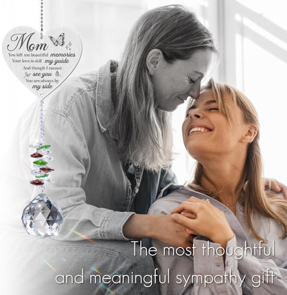 Mom in Heaven Memorial Crystal Suncatcher,Memorial Gifts for Loss of Mom,Loss of a Mother Sympathy Gifts,Hanging Crystals Ornament for Window Rainbow Maker Prisms Home Decor Gift