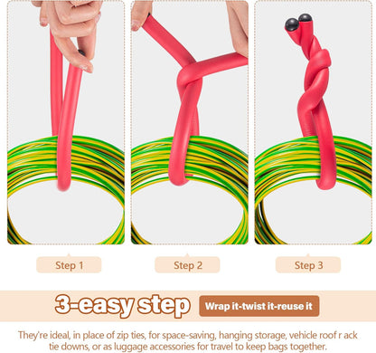 20 Pcs 17 Inch EVA Foam Twist Rubber Ties Reusable Bendable Cable Tie Straps Flexible Heavy Duty Twisty Ties for Organizing Cords Bundling (Red)