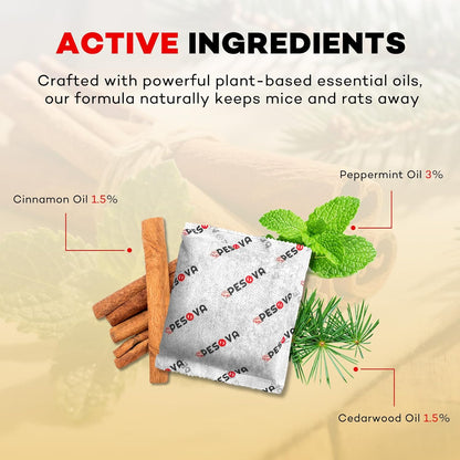Mouse Repellent Pouches, Natural Rodent Repellent for Home, Car, RV, Garage, and Storage-Peppermint Scented Mice Repellent, Long-Lasting Indoor & Outdoor Rodent Defense (12 Pack)