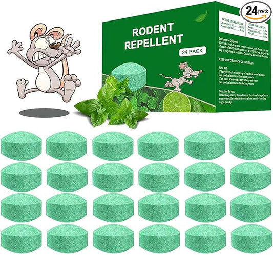 Mouse Rodent Repellent, 24 Pack Peppermint Oil to Repel Mice and Rats– Works for Mice Repellent