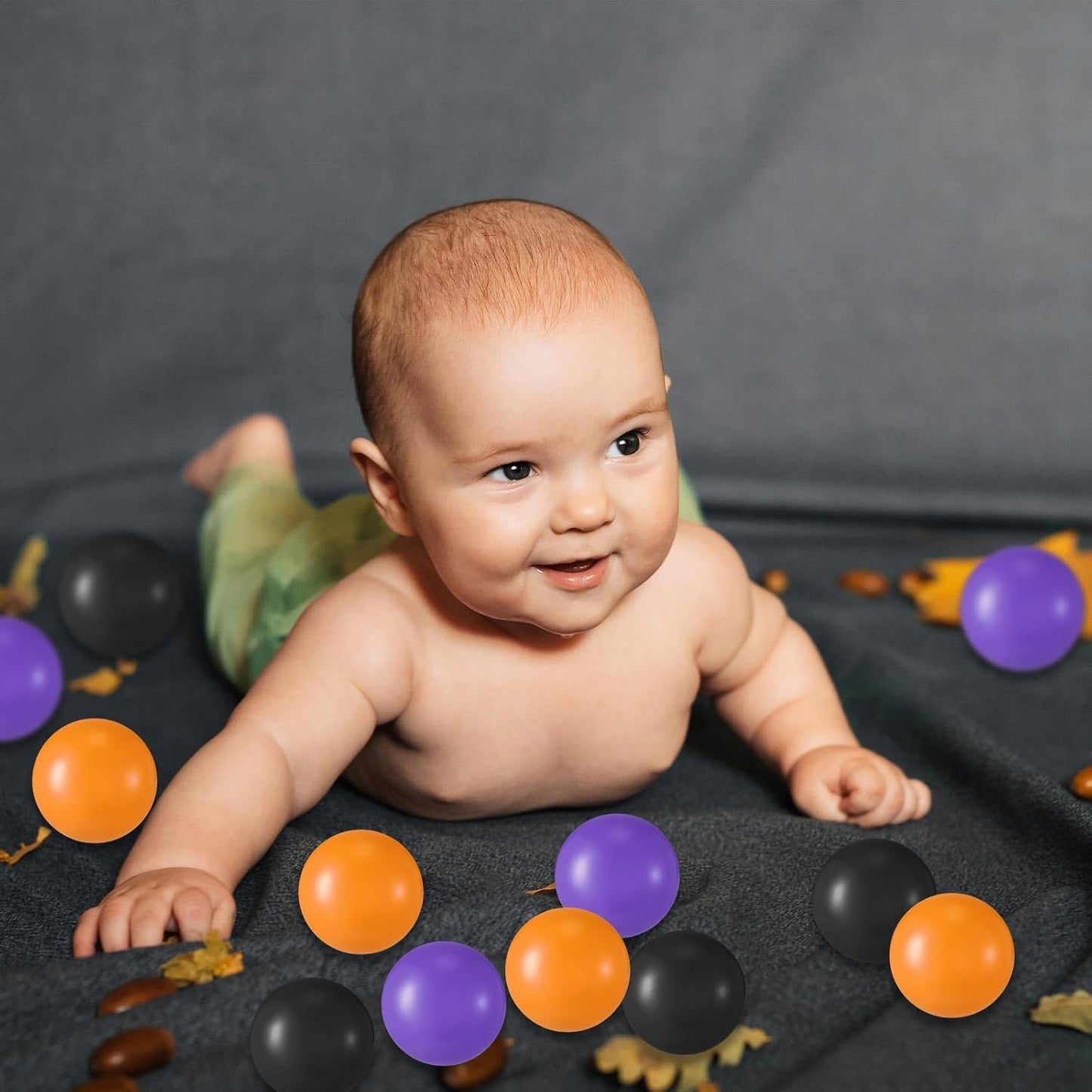 Shappy 180 Pcs Soft Plastic Balls for Toddlers, Crush Proof Ocean Balls Reusable for Photo Booth Props Play Tent Swimming Party Holiday Decoration (Purple， Black,Orange)