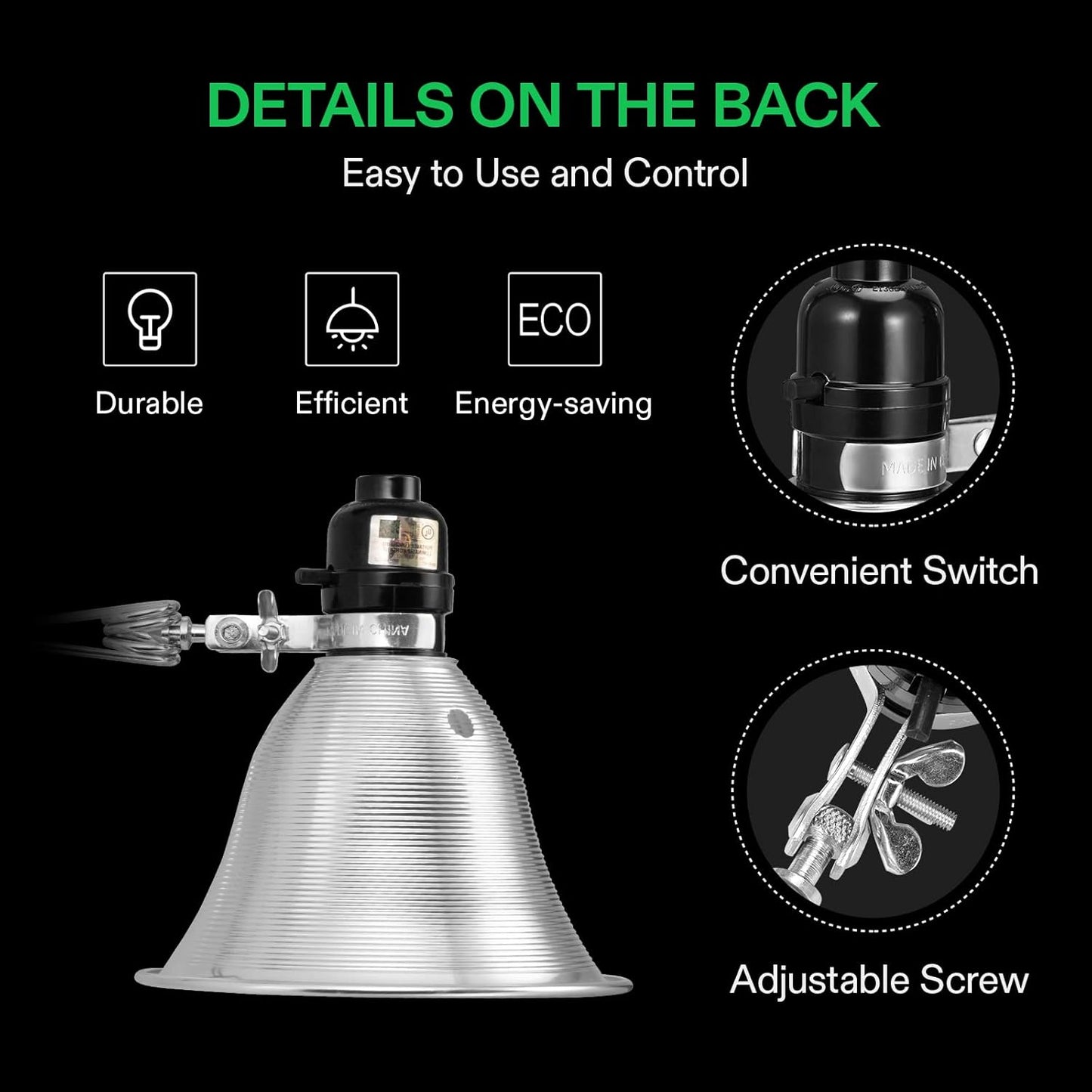VIVOSUN 2-Pack Clamp Lamp Light with Detachable 5.5 Inch Aluminum Reflector up to 60W E26 Socket (No Bulb Included), 6 Feet Cord, UL Listed