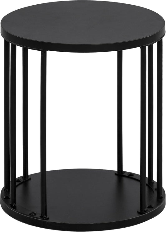 HDANI Small Round Wooden Step Stool for Kids Adults, 300lbs Load Capacity Garden Stool, Non-Slip Small Stool for Plant Stand, Kitchen, Bathroom and Bedroom, Black