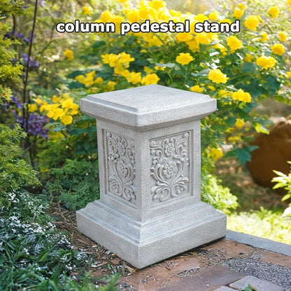 Classic Statuary Stand Outdoor Pedestal Sculpture Decor Plinth Base Riser, Garden or Home Resin Statuary Pedestal, 12.6" Tall, 7.3 Pounds
