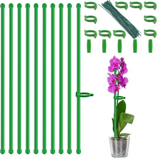 Plant Stakes 18Inch, 10Pcs Plant Support Stakes,HAINANSTRY Adjustable Length Garden Stakes,Plant Stakes for Indoor and Outdoor Plants,Tomatoes/Beans/Orchid/Vegetable Stakes for Garden