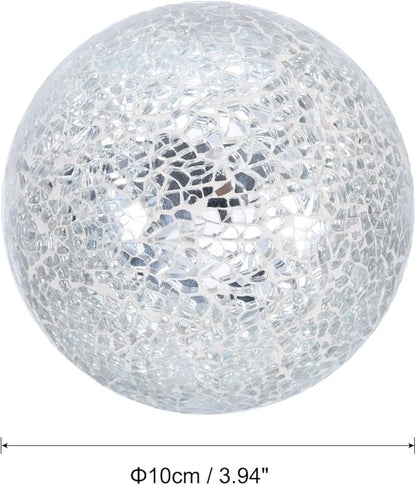 uxcell 4" Decorative Balls, 3 Pcs Mosaic Glass Balls, Decorative Table Sphere Orbs, Centerpiece Balls for Decorating Bowls Vase Tables Wedding Party, Silver