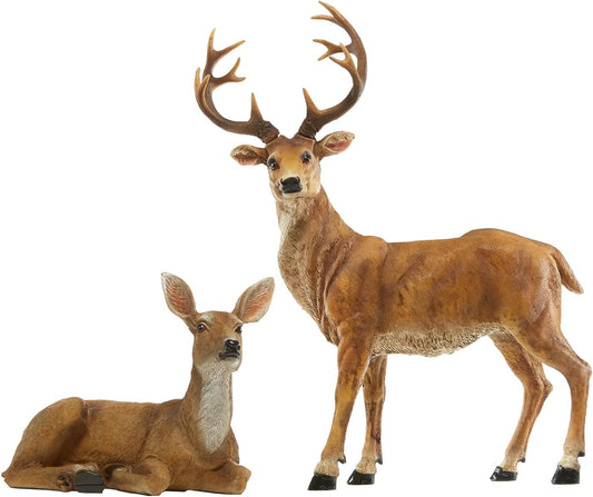JHVYF Adorable Deer Statue Decor for Garden Yard Buck & Doe Lying Outdoor Sculptures for Home Decor