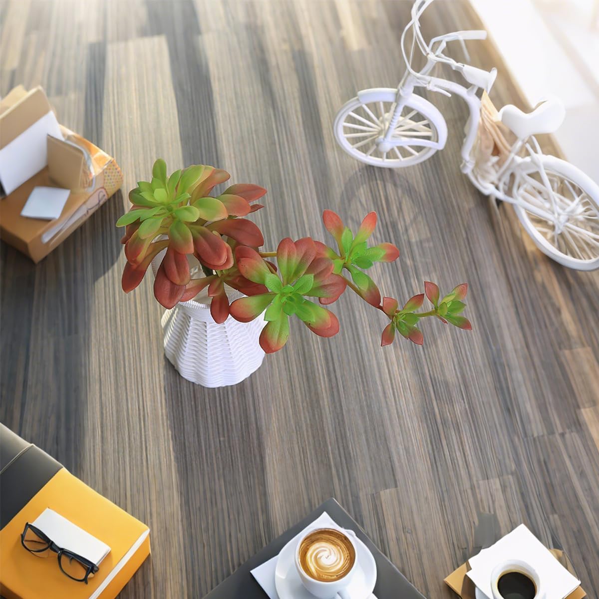 2pcs Artificial Succulent Plants, Realistic Large Fake Succulents, Artificial Hanging Ornaments for Decor