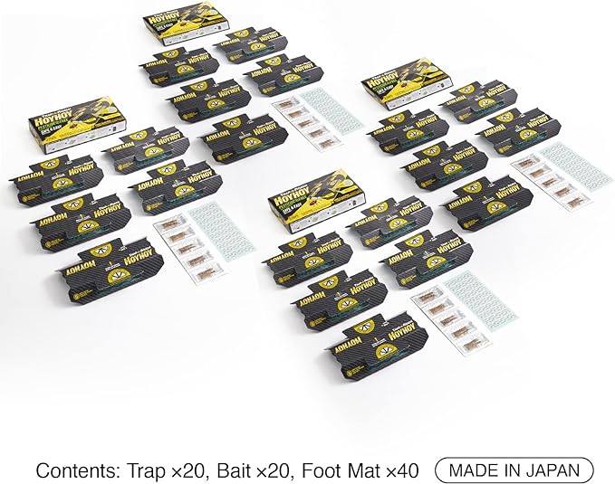 HOY HOY Trap A Roach - 20 Traps [4 Pack] Baited Glue Traps, Great for Home with Kids & Pets Indoor, Sticky Pest Control Trap, Roach Killer, Made in Japan
