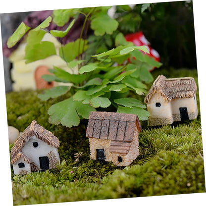 KESYOO 4pcs Miniature Gardening Landscape Resin Micro Village Houses for DIY Bonsai Terrarium Crafts