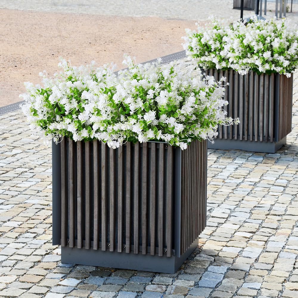 Artificial Flowers for Outside Artificial Faux Plants Flowers Outdoor Spring Decoration, Fake Eucalyptus Realistic UV Resistant for Planter Pot UV Resistant Realistic Outside Porch Patio Garden(White)