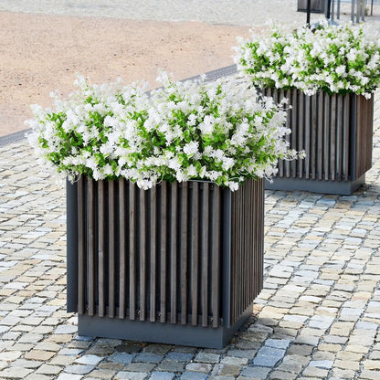 Artificial Flowers for Outside Artificial Faux Plants Flowers Outdoor Spring Decoration, Fake Eucalyptus Realistic UV Resistant for Planter Pot UV Resistant Realistic Outside Porch Patio Garden(White)
