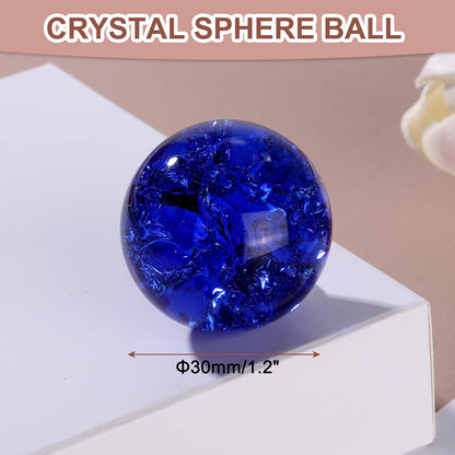 uxcell 30mm/1.2" Crystal Sphere Ball Ice Cracked Glass Solid Decorative Sphere Crystal Ball Prop Ornament for Feng Shui Divination Fortune Telling Tabletop Fountain Decoration, Dark Blue