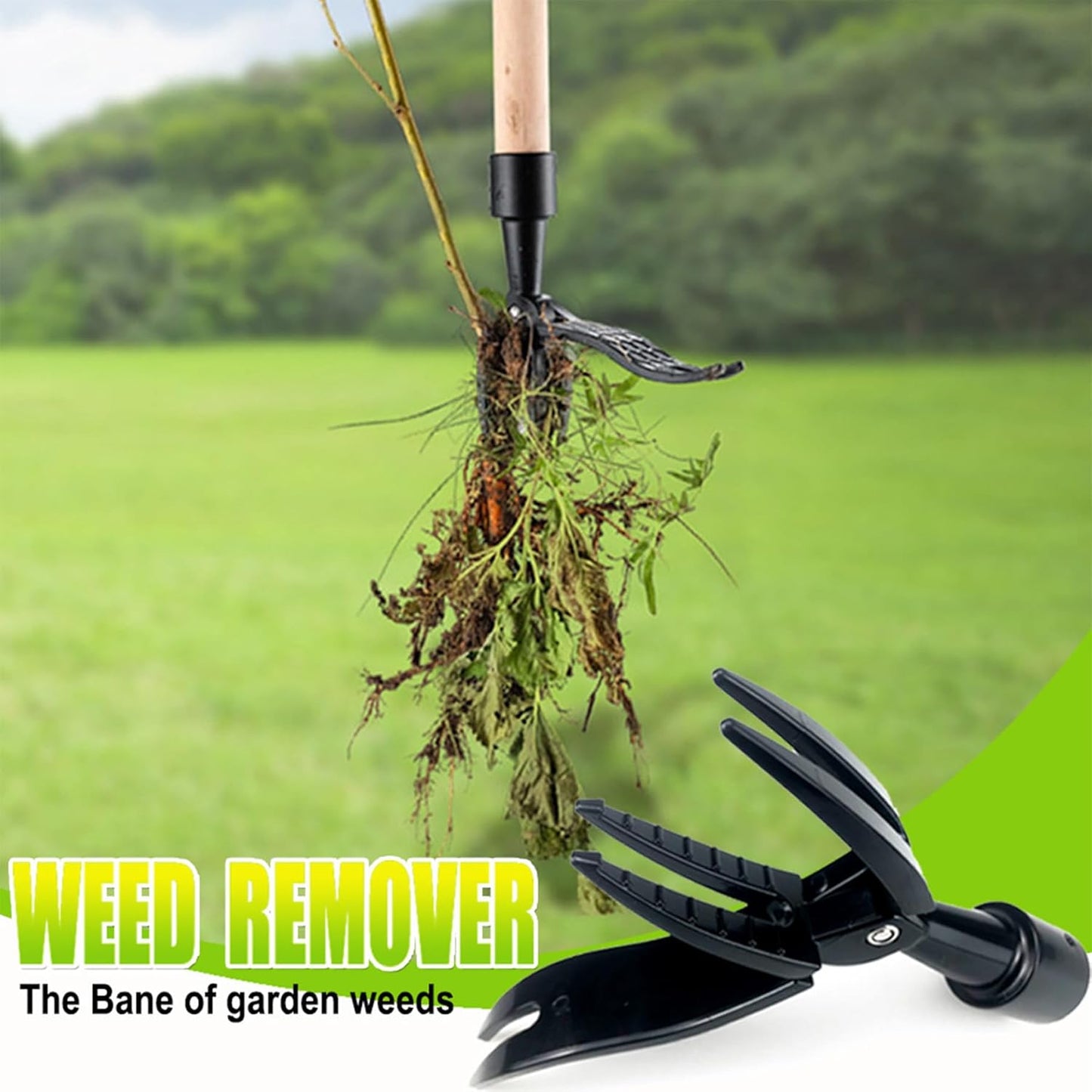 T TOVIA Weed Puller Tool Stand Up Heavy Duty - 4 Claw Manual Weeder, No Bend Weed Puller Stick for Weeds Without Bending Over (No Handle Included)