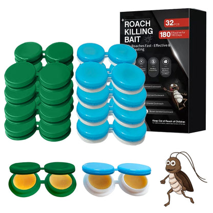 32 Pack Cockroach Gel Bait, Highly Effective Roach Gel Bait Indoor Infestation Solution, Fast Acting Cockroach Killer Indoor Home Kitchen Use, Easy to Apply & No Mess Roach Bait, Long-Lasting