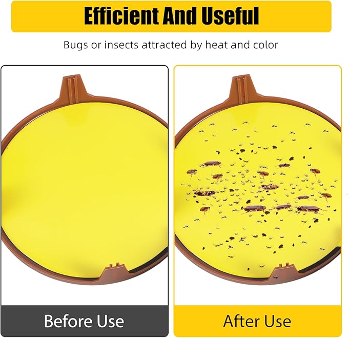 4 Pack Flea Traps for Inside Your Home, Flea Light Trap for Indoor Flying Insect Control Trapper with 12 Bulbs, 12 Sticky Pads Refills Bed Bug Trap for House Indoor