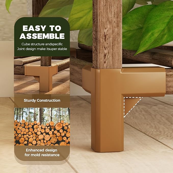 Bamworld 2 Sets of Package Corner Plant Stands Indoor Tall Plant Shelves Outdoor for Multiple Plants 10 Pots Wooden Plant Rack for Living Room Balcony Garden