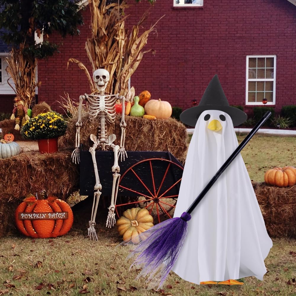 DIYDEC Halloween Ghost Goose Outfit Lawn Porch Goose Clothes Fall Halloween Goose Costume for 23" Geese Outdoor Patio Yard Lawn Decoration
