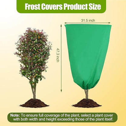 4 Pack Winter Plant Covers Freeze Protection, Frost Blankets Cloths With Zipper/Drawstring, Frost Cloths for Outdoor Plants Protecting Fruit Tree Potted Plants from Freezing(31.5" x 47.3",Green)