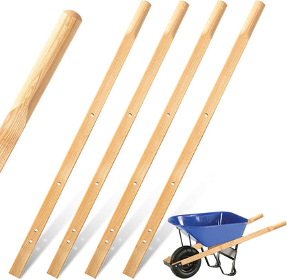 Gisafai 2 Pairs Wood Wheelbarrow Handles 60'' Heavy Duty Hardwood Wheelbarrow Replacement Handles Kit with Tough Seal Coat and Pre Drilled Holes