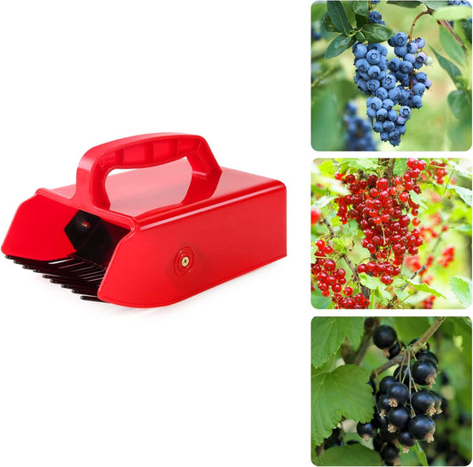 Domiella Blueberry Picker with Metallic Comb and Handle, Easier Berry Picking Harvest Tool,Berry Picker Rake Scoop for Blueberries Lingonberries Huckleberries, Red Handle