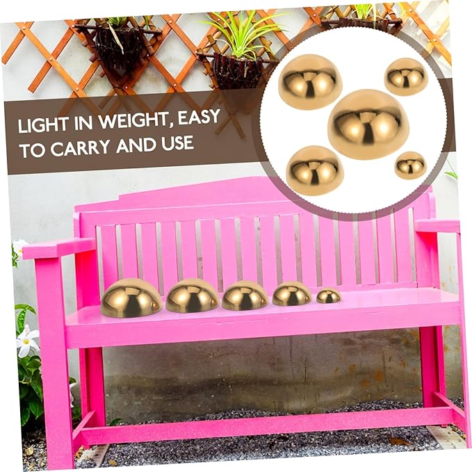 5Pcs Golden Stainless Steel Gazing Spheres Reflective Half Ball Garden Decor for Unique Photography and Outdoor Decoration