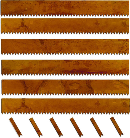 Cor-Ten Steel Landscape Edging with Rust Patina Finish, Pre-Rusted Cor-Ten Steel Landscape Edging, 42 inch Strips, 8 inch Depth (6 Pack)