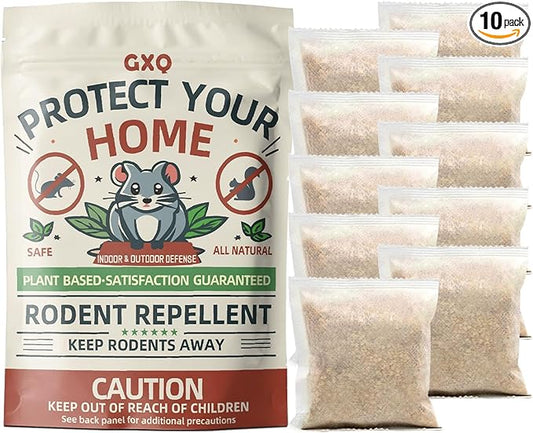 Mouse Repellent Pouches, 10 Pack Peppermint Oil Rodent Mouse Deterrent, Suitable for Indoor and Outdoor Use, Prevents Squirrels Spider Pests and Repels Mice, Safe for Pets and Family