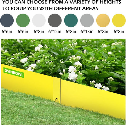 Landscape Edging Kit, Galvanized Steel Edging Landscape Lawn Edging Powder for Lawn Yard, Coated Bendable Metal Strips, No-Dig Hammer-in Edging Border w/Clips (8 INCH 6 PCS, Gold)