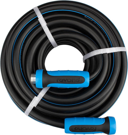 Fevone 55 ft x 5/8" Heavy Duty Garden Hose, Drinking Water Safe, Flexible & Kink-Free Hybrid Polymer Water Hose, Lightweight Outdoor Hose with swivel handles and 3/4" Solid Aluminum Fittings