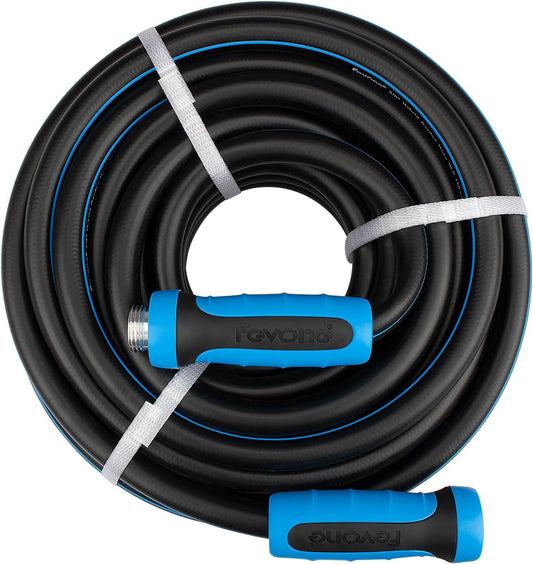 Fevone 55 ft x 5/8" Heavy Duty Garden Hose, Drinking Water Safe, Flexible & Kink-Free Hybrid Polymer Water Hose, Lightweight Outdoor Hose with swivel handles and 3/4" Solid Aluminum Fittings