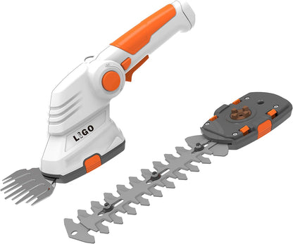 LIGO 2-in-1 Cordless Grass Shear and Shrub Trimmer, 7.2V Lightweight Handheld Lawn Edger & Hedge Clipper with Rechargeable Battery for Garden, Yard, and Bush Trimming