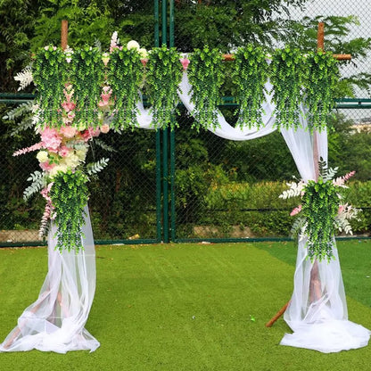 4 Pack Artificial Eucalyptus Leaf Rattan Fake Hanging Plant Faux Greenary Vine Outdoor UV Resistant Plastic Plants for Wedding Party Home Decor