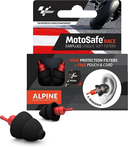 Alpine MotoSafe Race MotoGP™ - Motorcycle Ear Plugs for Wind Noise Reduction - 20dB - Ultra Soft