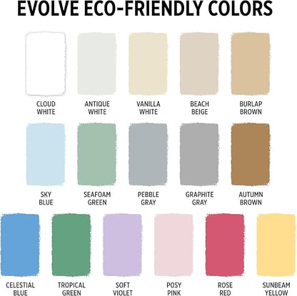 EVOLVE Paint & Primer: Environment-friendly, Low Sheen with One-coat Coverage for Interior & Exterior surfaces (Vanilla White, 1-Gallon)