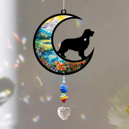 Golden Retriever Suncatcher, Personalized Pet Loss Gift with Name & Date, Heart-Shaped Crystal Sun Catcher, Dog Remembrance Sympathy Rainbow Maker for Window & Garden
