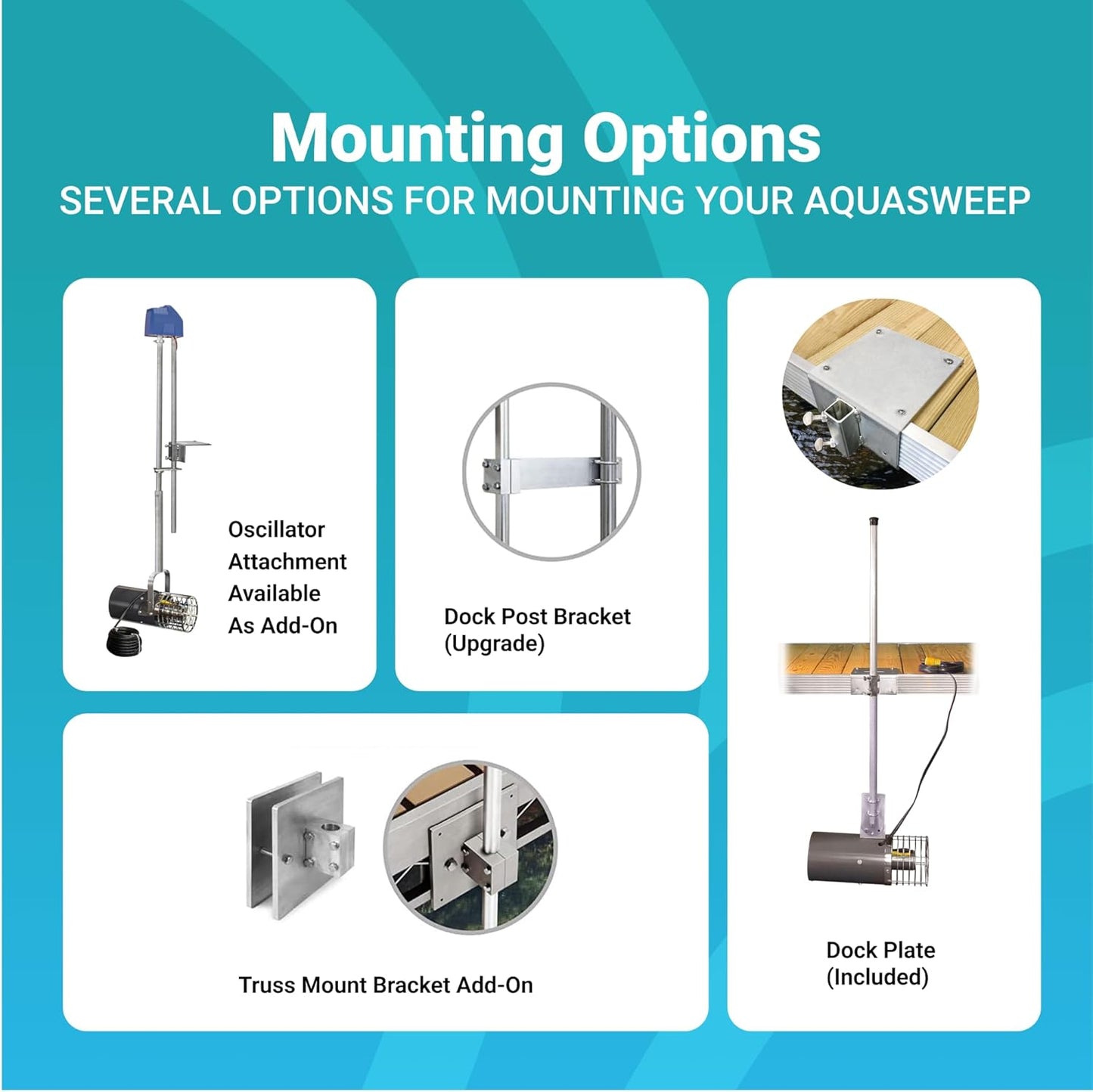 Scott Aerator 3/4 Horse Power 230V Muck Blaster - 100ft Cord | 3/4 Horse Power Aquasweep w/Truss Mount | Water Circulator | Water Agitator | Water Mover | Muck Blower