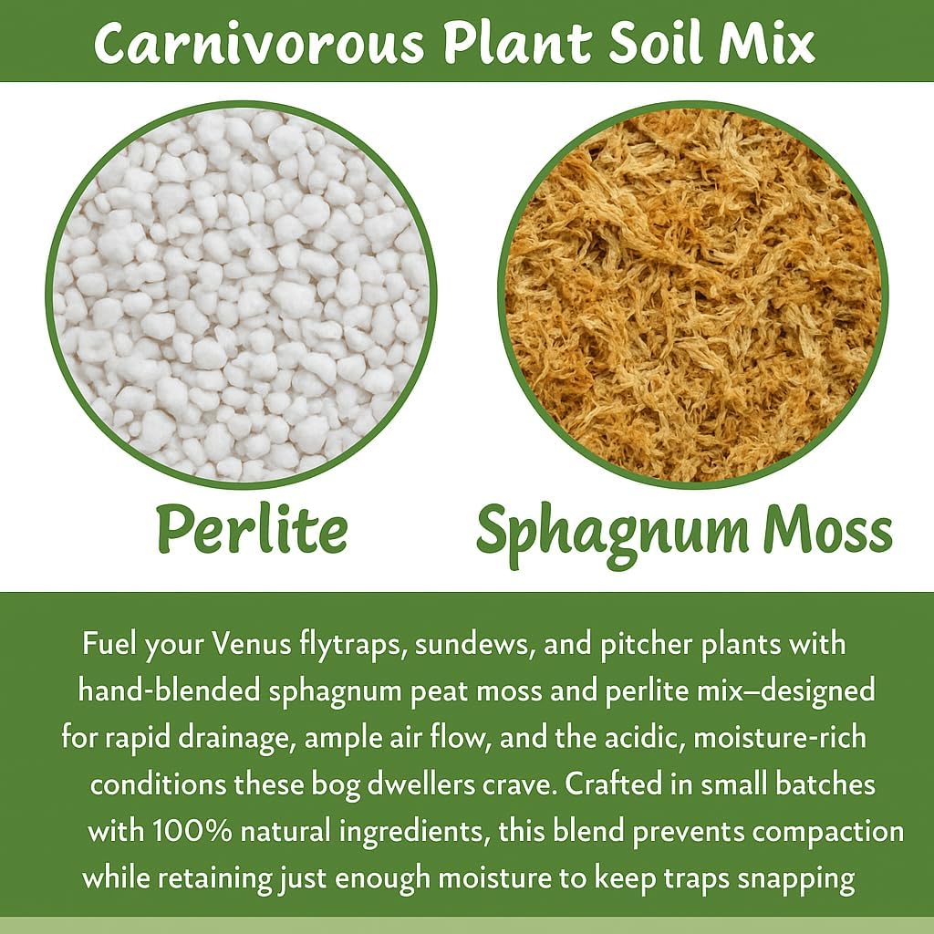 Gardenera Sphagnum Moss Potting Mix for Carnivorous Plants - 20 Quart - Moss and Perlite Blend for Potting Venus Fly Traps, Sarracenia, Pitcher Plants (4 Bags of 5QT)